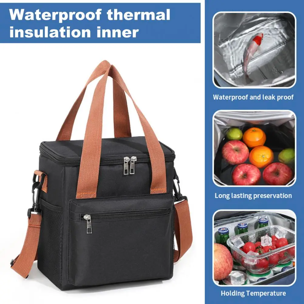 Lunch Storage Organizer Reusable Insulated Lunch Bag Leakproof Insulated Lunch Bag with Mesh for Work for Keeping for Camping