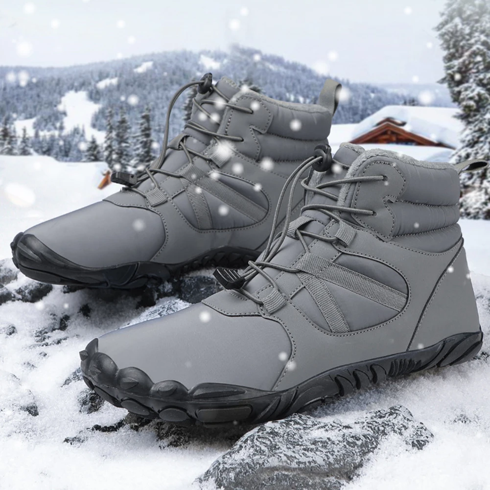 Winter Snow Boots Winter Jogging Sneakers Non Slip Casual Barefoot Shoes Waterproof High Top for Travel Climbing Hiking