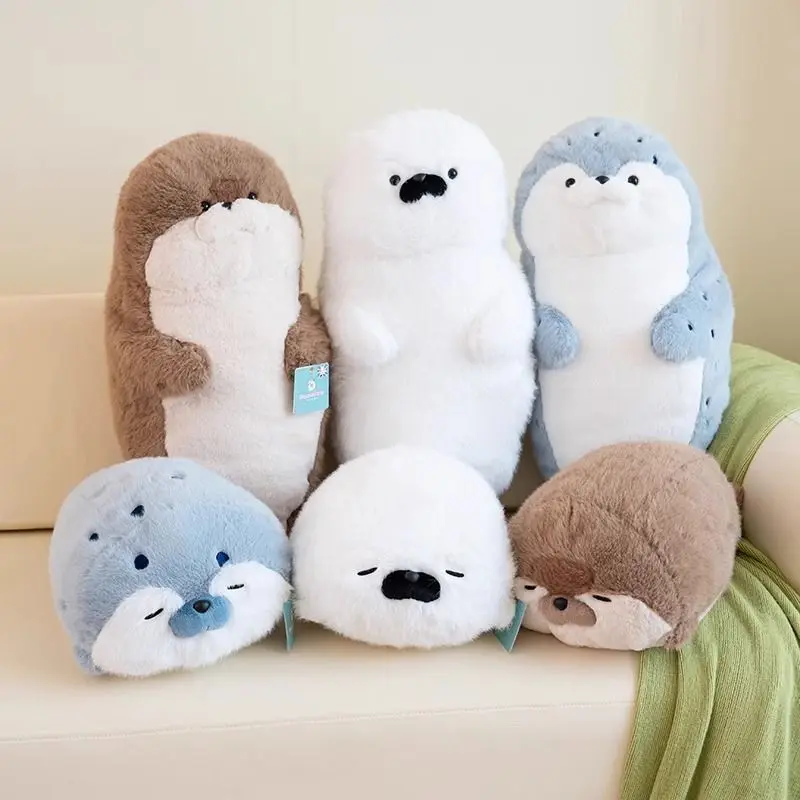 Stuffed Seal Sea Otter Plush Toy Cartoon Animal Dinosaur Pig Rabbit Bear Husky Duck Long Sleep Pillow Sofa Cushion Doll Kid Gift