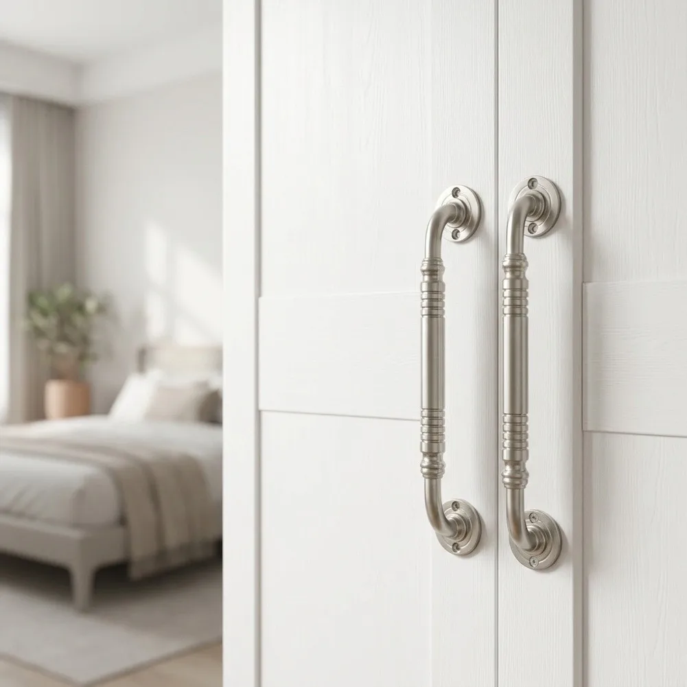 Stainless Steel Door Hinge Featuring Curved Handle Profile for Improved Hand for contact and Stable Panel Positioning