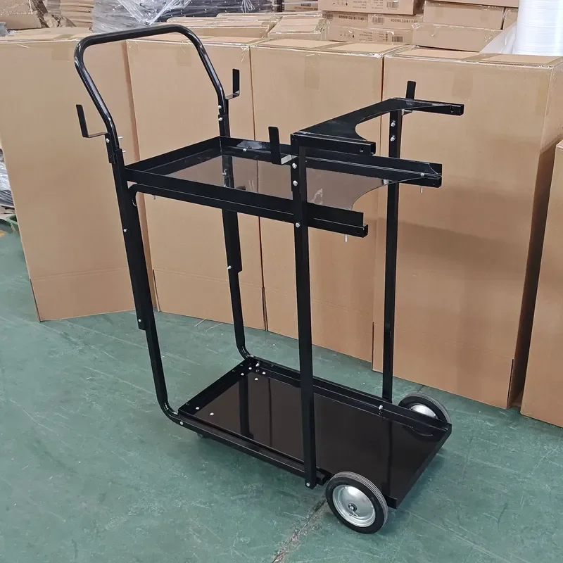 Portable Welding Cart with Handle Double Layer Storage Rack for Electric Argon Arc Welder Machine Tool Trolley Heavy Duty