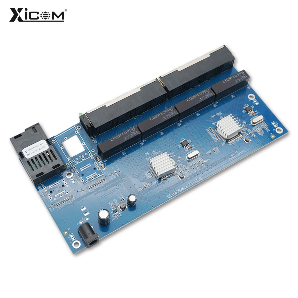 PCBA Gigabit Fiber Optic Converter Board 8*RJ45 2*SC Fiber Ethernet Switch 10/100/1000M Optical Media Converter Single Mode