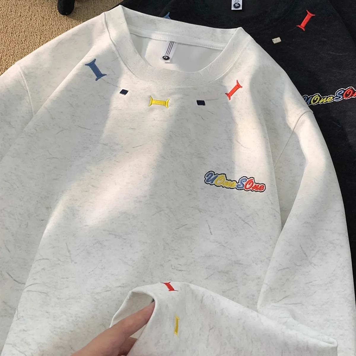 

Мужской свитшот из чистого хлопка, осенне-зимний, модный, универсальный, свободного кроя, с длинными рукавами и круглым вырезом, пуловер-худи