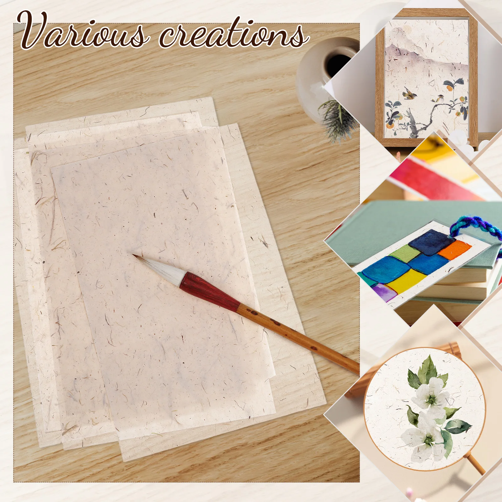 60 قطعة من الورق الطبيعي للرسم الفني وممارسة الكتابة والخط DIY لصنع البطاقات ومستلزمات سكرابوكينغ Decoupage #5