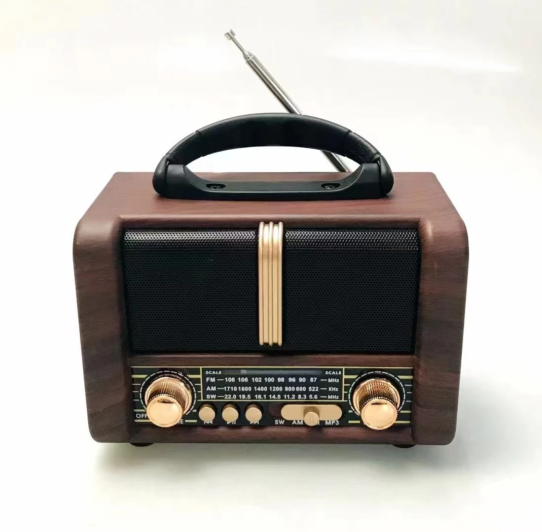 NNS NS-8107BT Hot Knowing Classic Vintage Retro Radio Fm Am Sw 3 Bande Radio Rechargeable avec USB SD TF régule 3 Lecteur Radio en Bois