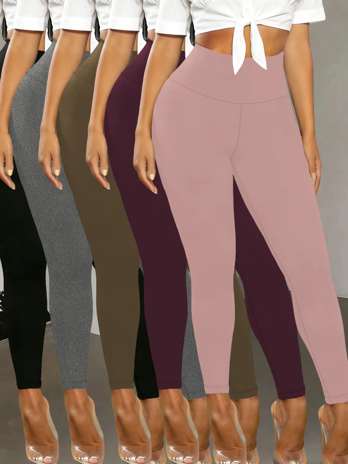 5er-Pack Damen-Leggings mit hoher Taille und Bauchkontrolle – superweicher Stoff, ideal für Yoga, Laufen, Training und Entspannung zu Hause