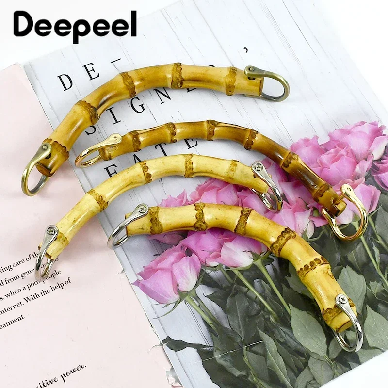 2/4Pcs Deepeel 150mm Bag Handle Bamboo Purse Frame Kiss Clasp for Handbag Wallet Wooden Connector Handles DIY Bags Accessories