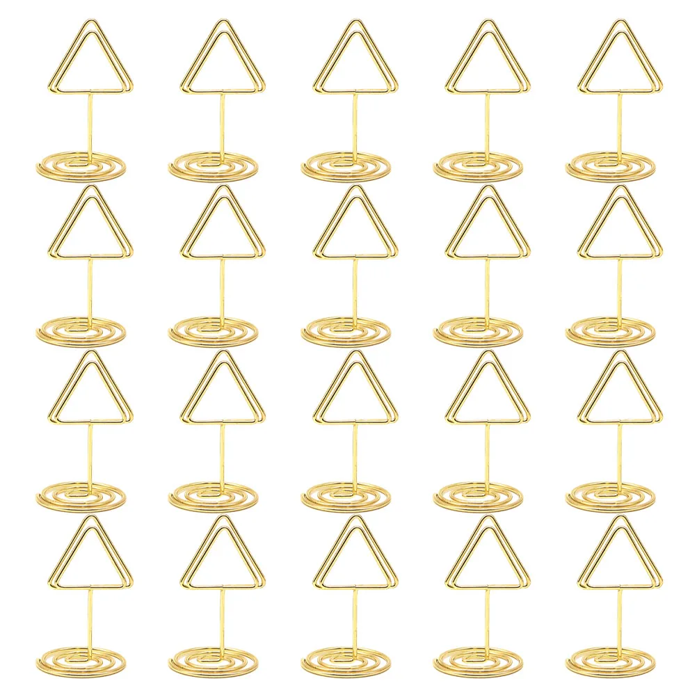 

20pcs Triangle Metal Memo Holder Elegant Design Card Table Picture Stand Office Christmas Decor Desktop Organizer
