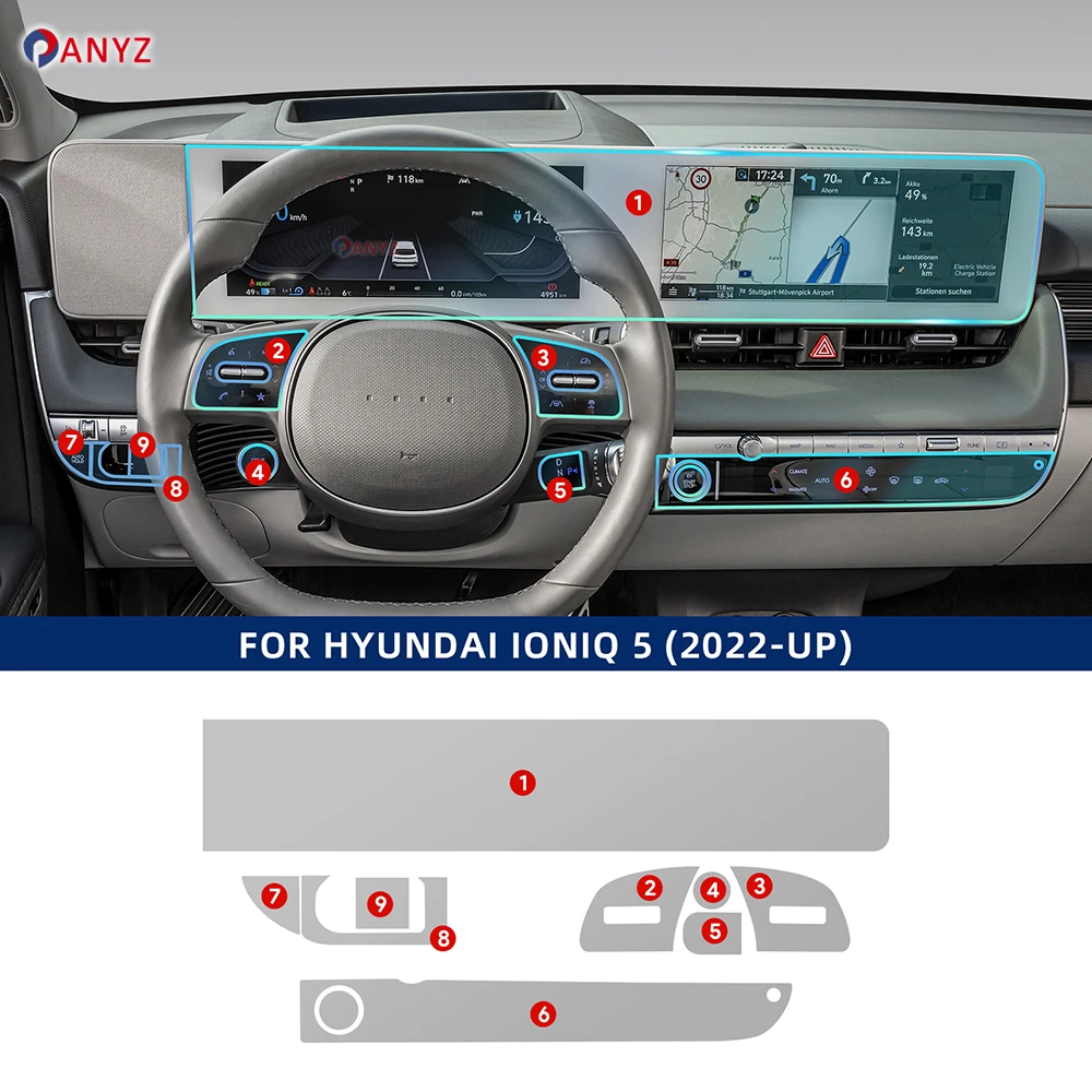 

For Hyundai IONIQ 5 2022-2024 Pre cutting car Interior PPF paint protection film console Scratch transparent/matte TPU film