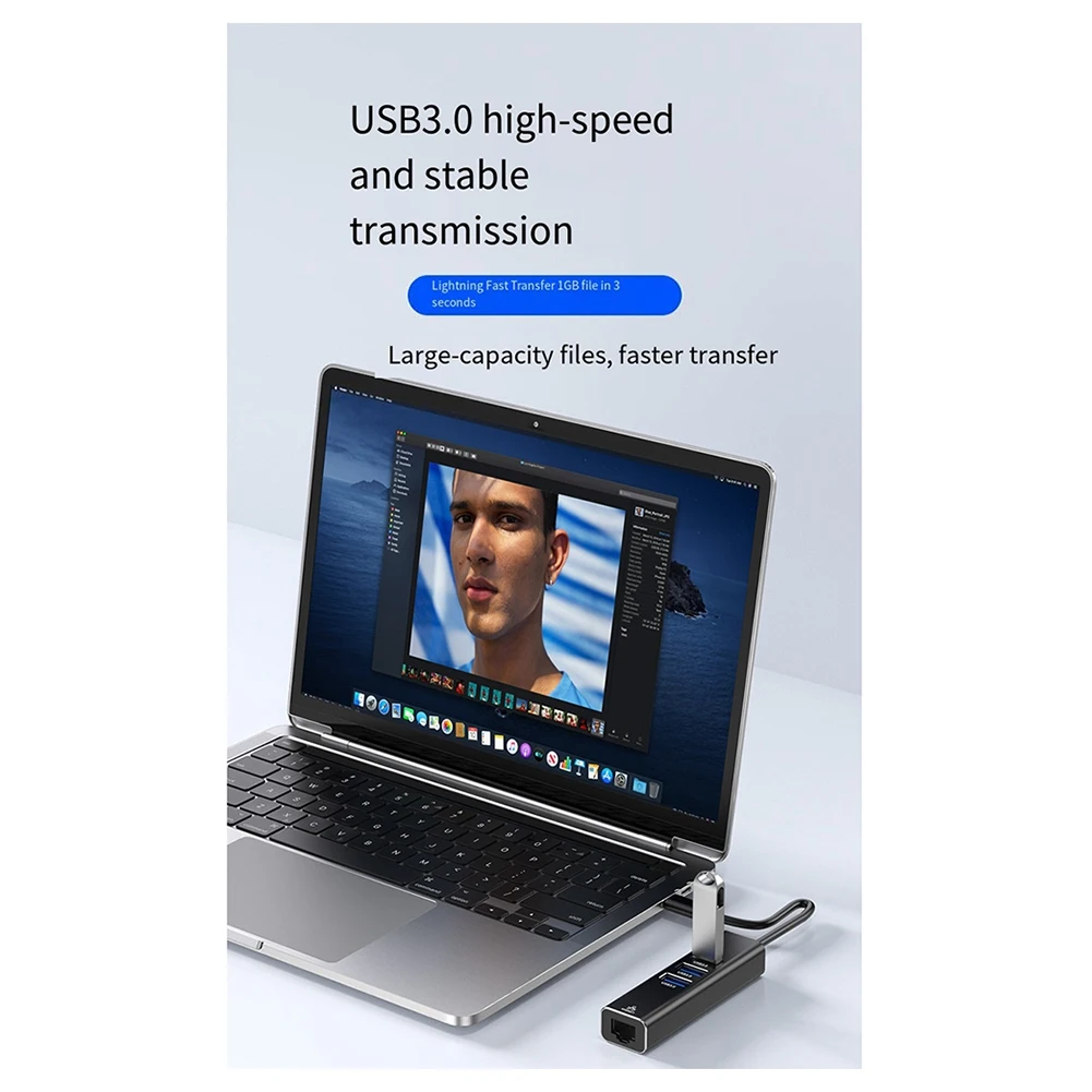 doyou NEW Driver-Free Type-C to 3.0HUB Gigabit Network Hub Mobile Phone Tablet Notebook Desktop to RJ45 Wired Network