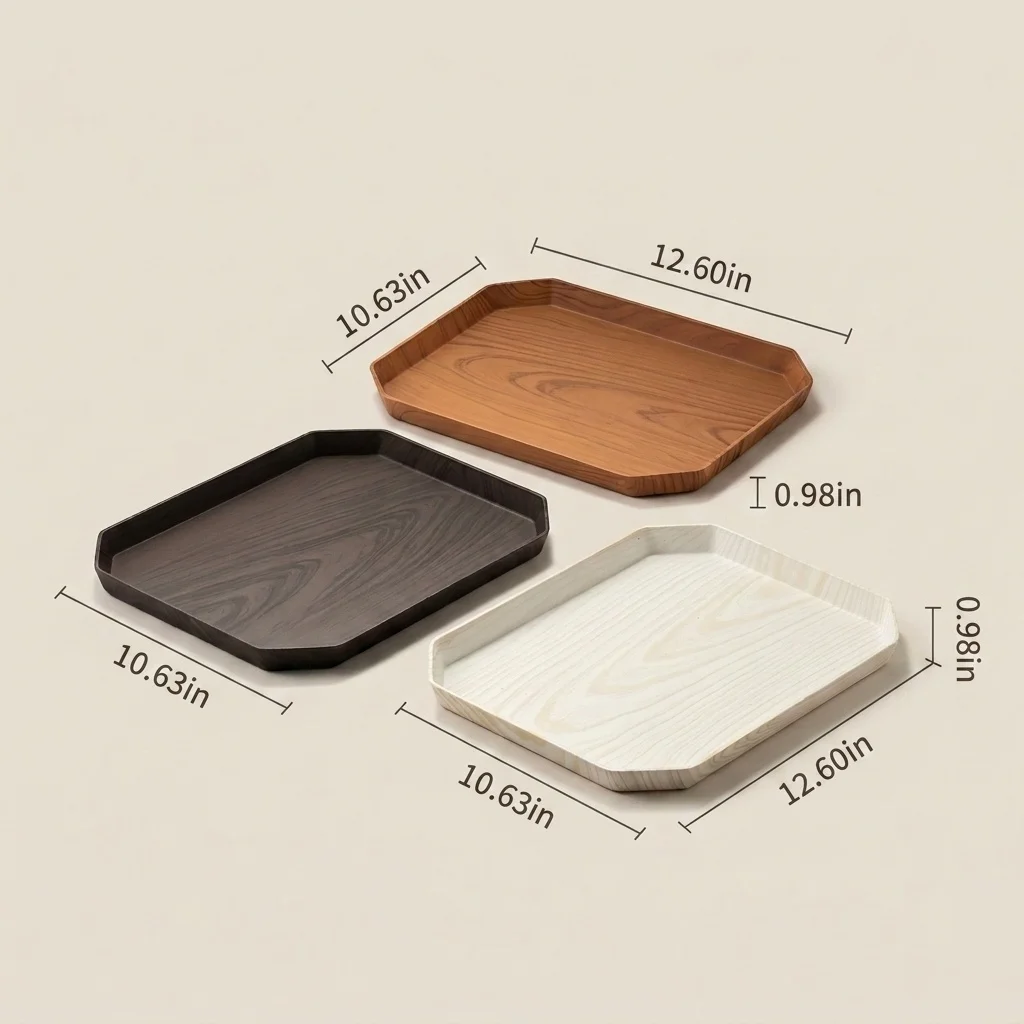 Plastic opbergbak, decoratieve dienbladen voor het serveren van ontbijt, thee, koffie en ander eten, keukenopbergorganizer