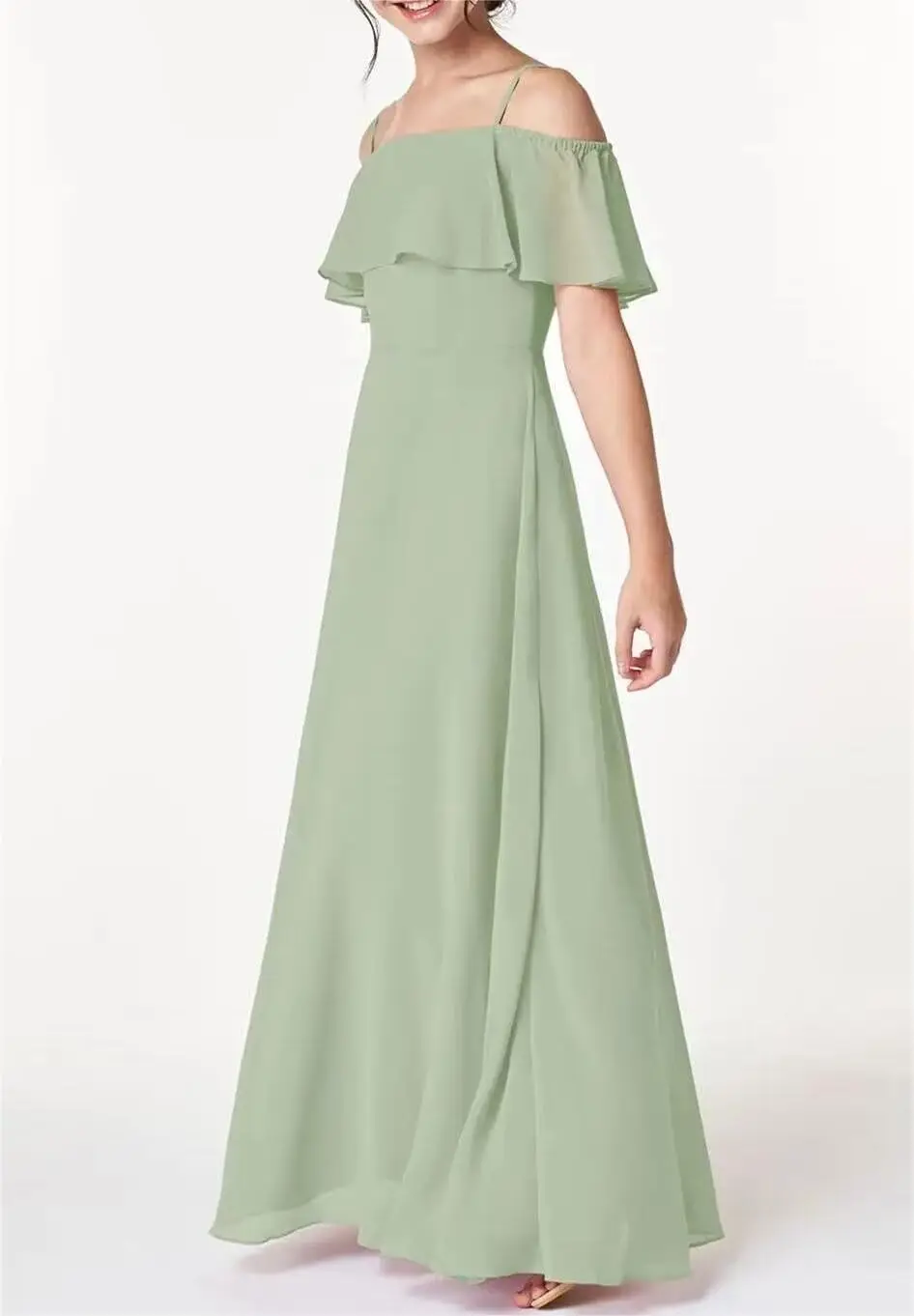 Шифоновое платье подружки невесты с открытыми плечами, платья с цветочным узором для девочек на свадьбу, платье для первого причастия