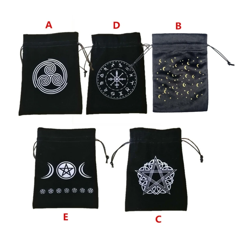 Pendulum Divination Tablecloth Card Pad Runes Altar Table Cloth Board Game Drawstring Flannel Bag Tarots Storage