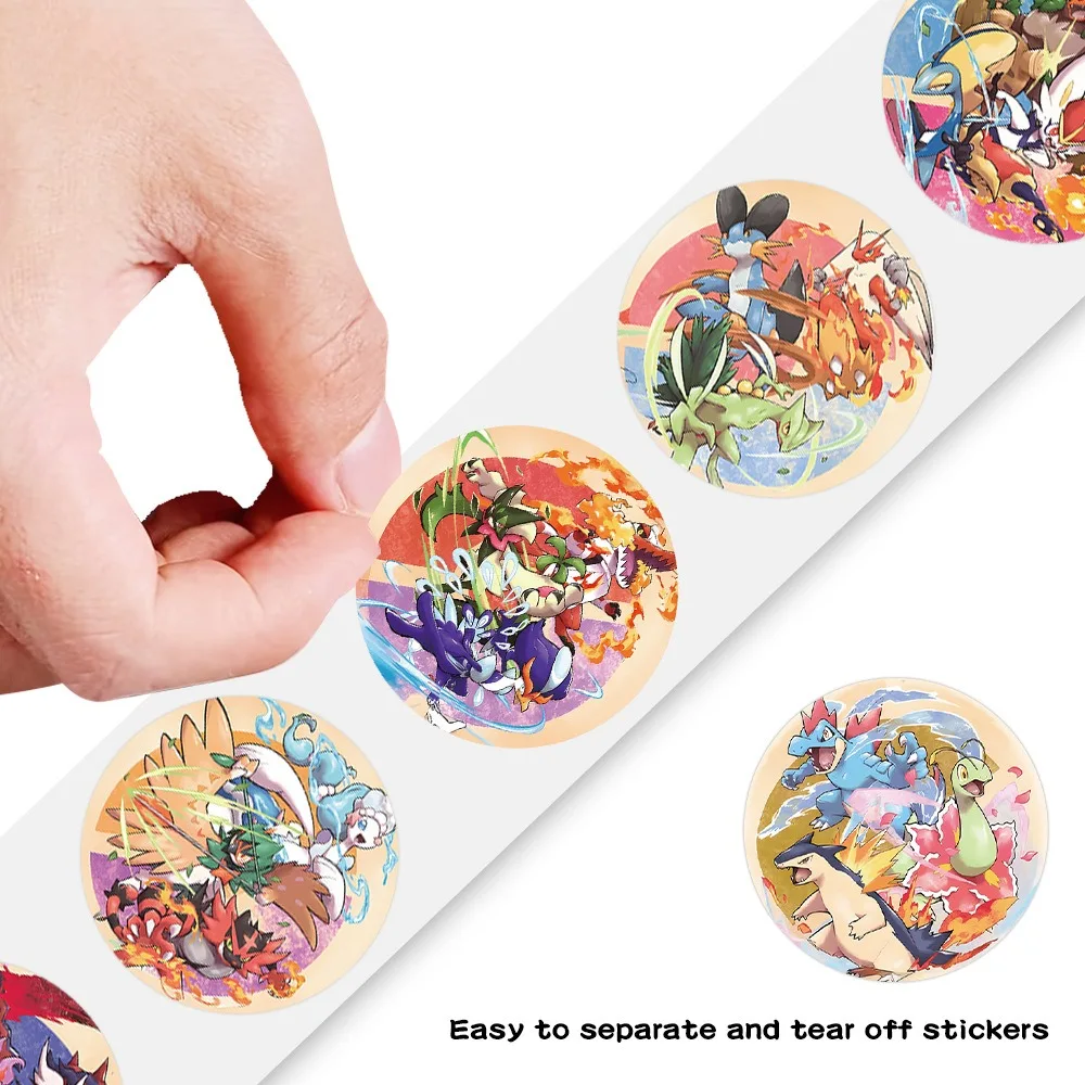 500pcs/Roll Anime Pokemon Cartoon Sealing Stickers Decals DIY Laptop Notebook Phone Diary Decoration Sticker Gifts
