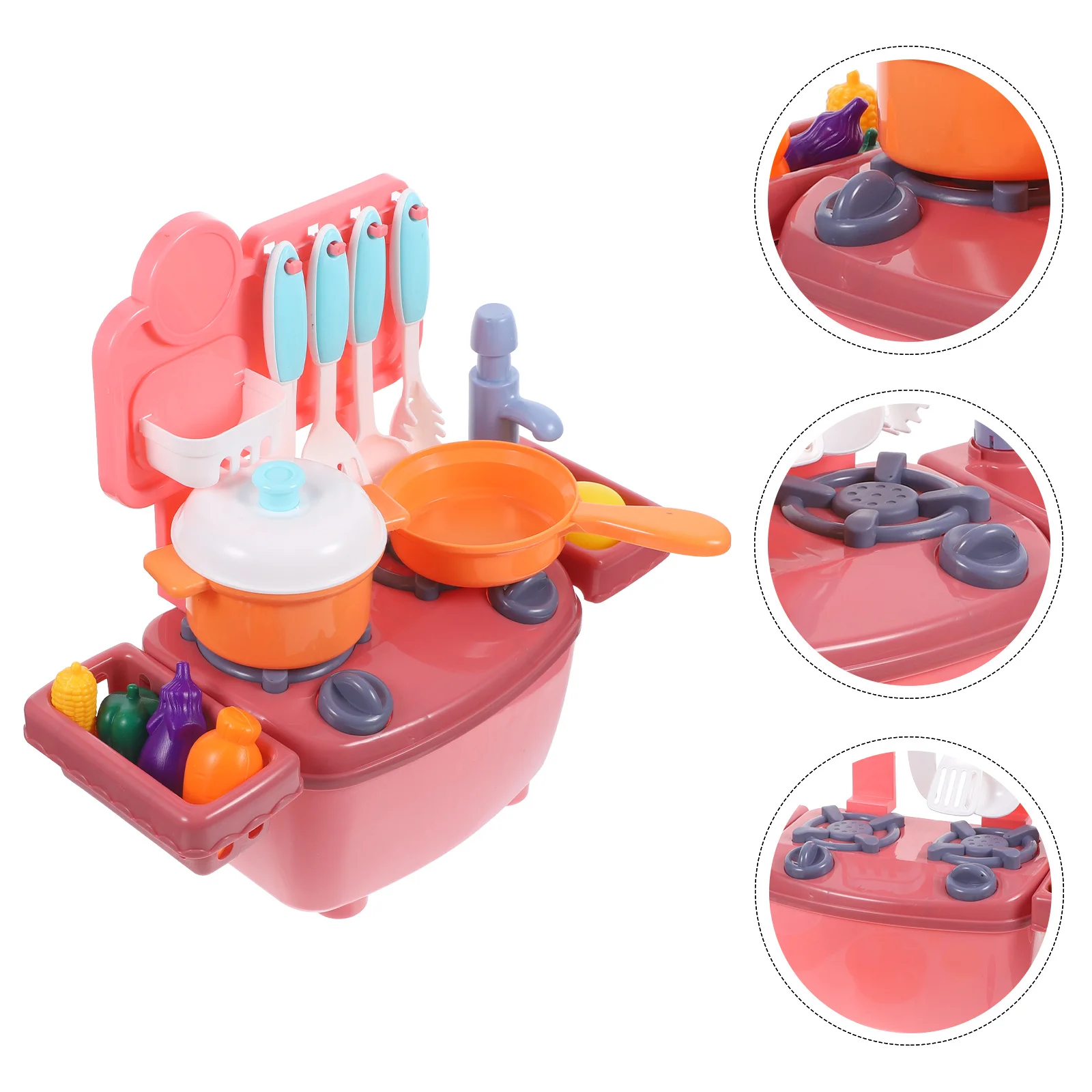 1 Set Stuks Simulatie Keukengerei Voor Kinderen Pretend Koken Speeltoestel Roze Servies Groente Kraan Watering Kraan Duurzaam