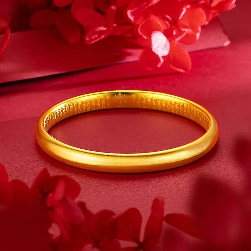 Gold store same style 999 real gold bracelet 3D18K ancient Heart Sutra women frosted inheritance solid