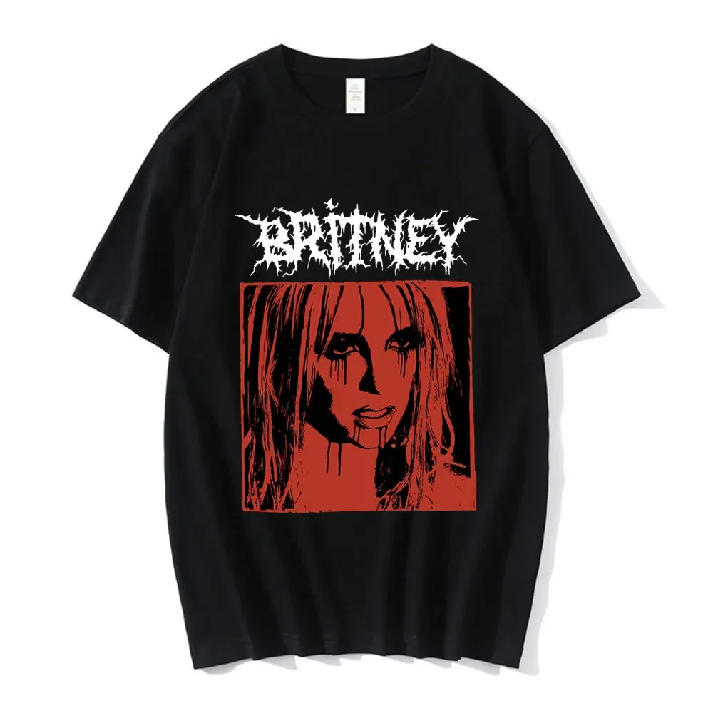 Britney Spears Metal Rock Graphic T-shirt Men Women Fashion Hip Hop T Shirts Vintage Casual Short Sleeve Oversized T-shirts Tops