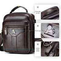 Men's crossbody bag, fashionable leather bag, trendy retro men's top layer cowhide shoulder bag - Image 6