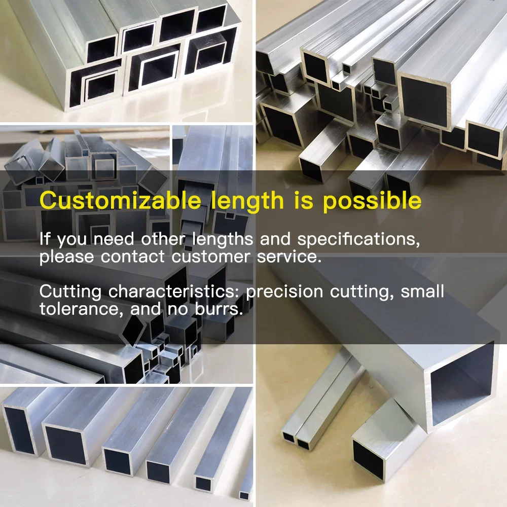 Aluminium alloy square tube width 110-300mm length 300mm Square profile DIY decoration Aluminum square tube Hollowtube