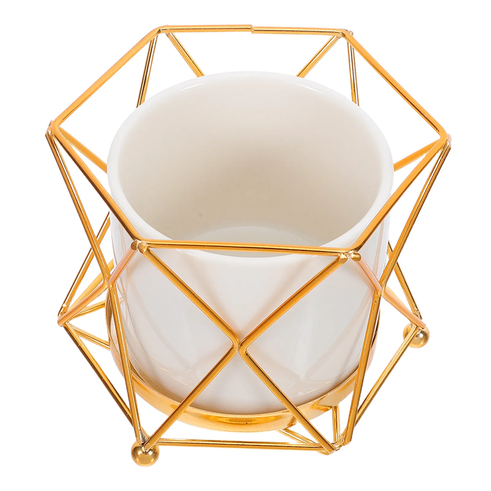 Ceramic Desk Organizer Iron Pen Holder Bucket Multifunctional Makeup Brush Storage Desktop Pencil Cup Office Home Study Room