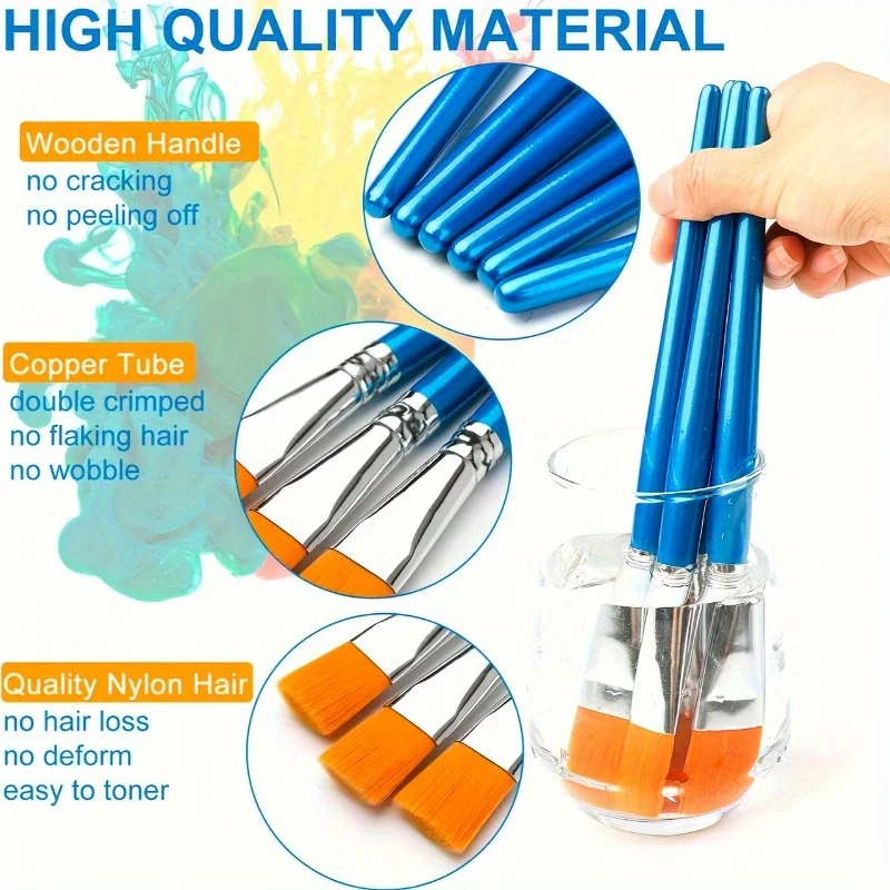 3pcs Pen Brush, Paint Brush, Oil Painting Pen, Paint Pen, Flat Head Painting Pen