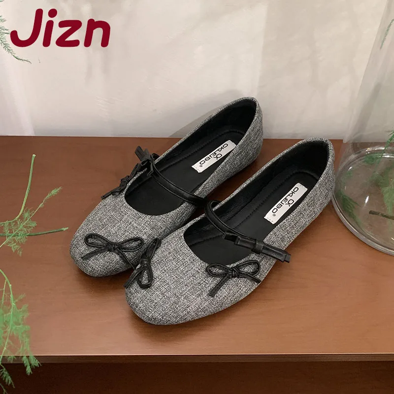 

New 2025 Female Shallow Footwear Women Mary Janes Flats Shoes Fashion Butterfly-Knot Ladies Flats Slip On Shoes