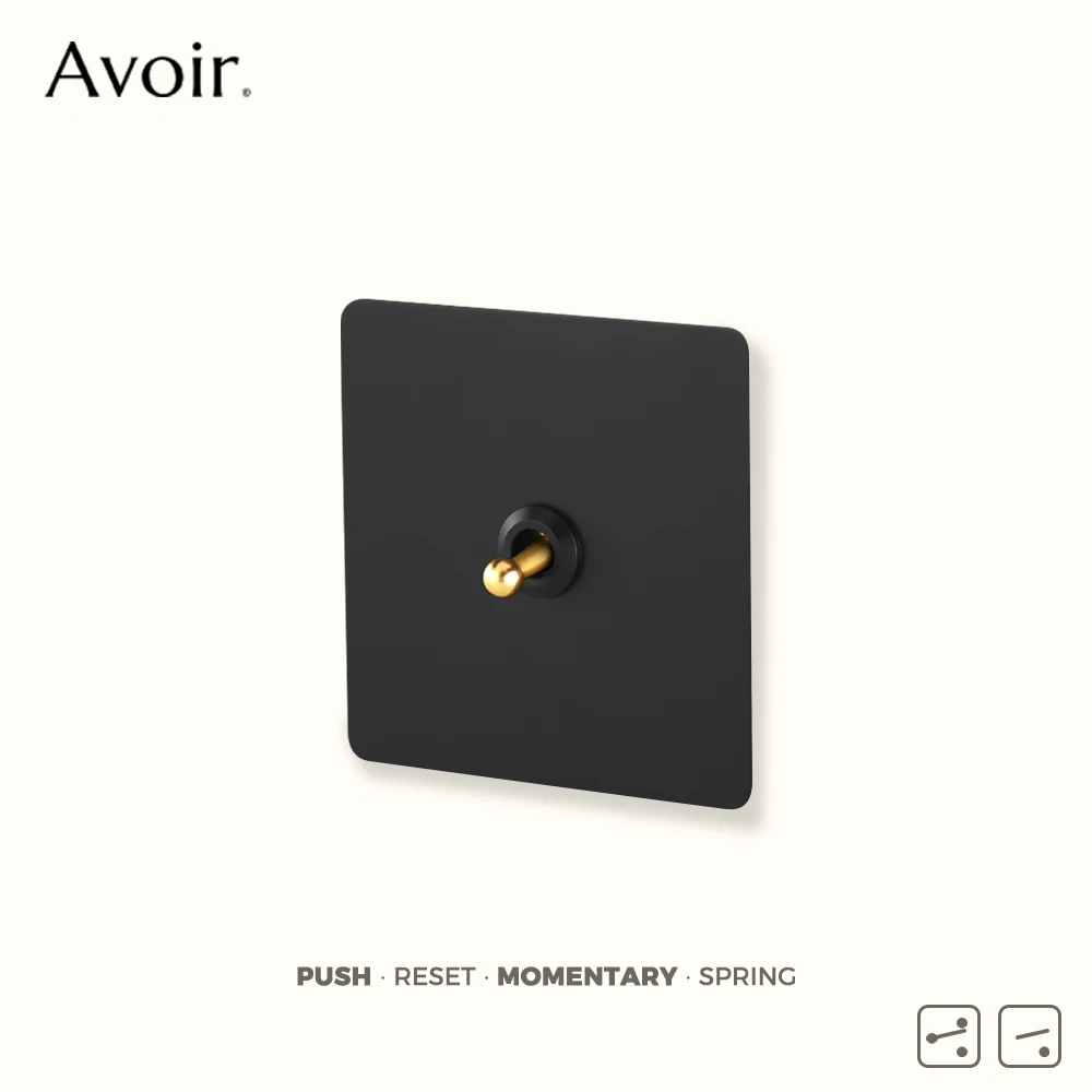 

Avoir Retro Spring Switches Black Stainless Steel Panel Momentary Switch Wall Socket Usb Home Accessories Push Button 86 Type