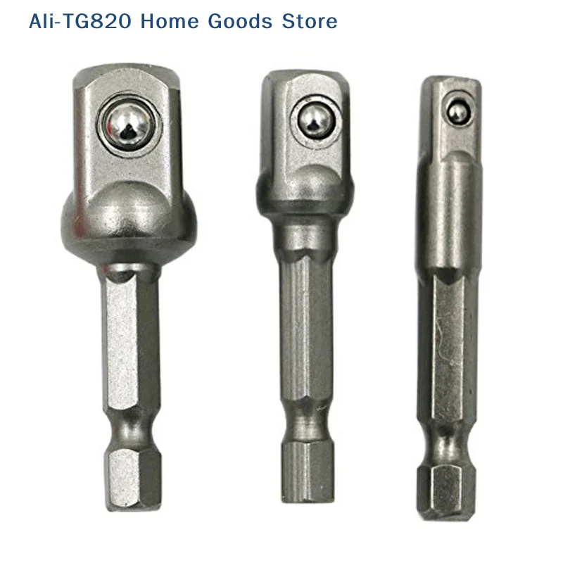 3 Pcs Drill Socket Adapter Impact Drill Extension Drill Bits Bar Socket Adapter 1/4 3/8 1/2 Size Hex Shank Square Head Drill Bit