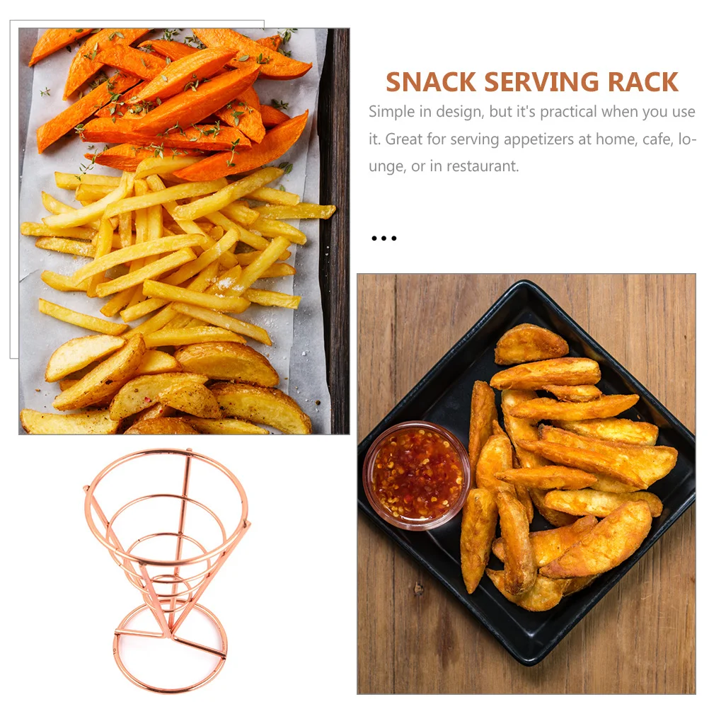 Soporte para patatas fritas con estilo, diseño de forma cónica, fácil de limpiar, estante para servir aperitivos y patatas fritas, conos de helado, uso en restaurante