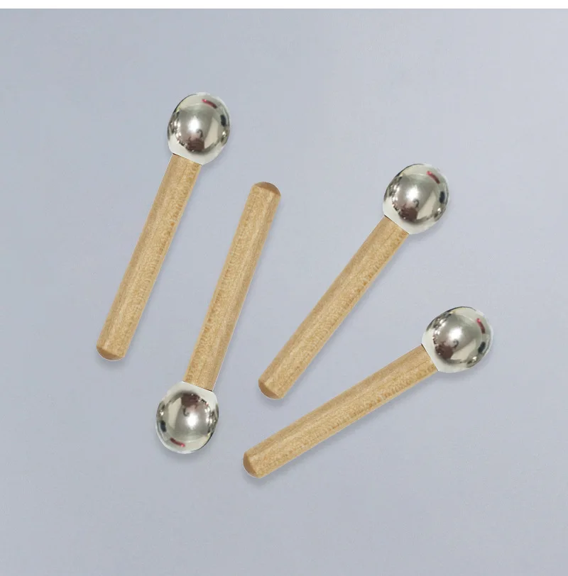 Wood handle Metal Mini Eye Roller Massage Stick Cosmetic Face Mask spatulas Beauty scoop Applicators steel Facial care tools