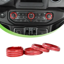 4Pack Auto Lamp Air Conditioner Rotary Button Cover Trim for Jeep Wrangler JL 2018 2019 2020 2021 2022 2023 Interior Accessories