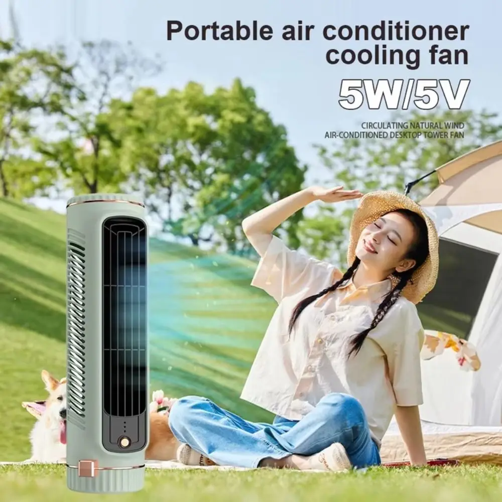 USB Rechargeable Hole-Free Mount Fan Leafless Design Compact Leafless Cooling Fan Lightweight USB Rechargeable Fan Desktop