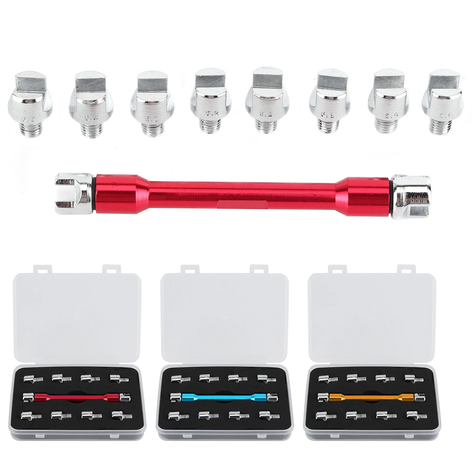 Kunci Pas Jari-jari Ujung Keras Sepeda Motor Kunci Pas Jari-jari Sepeda Motor Set Kunci Pas CNC 5.0 ‐ 6.8 Panjang 93Mm/3,7 Inci untuk Sebagian Besar Sepeda Motor