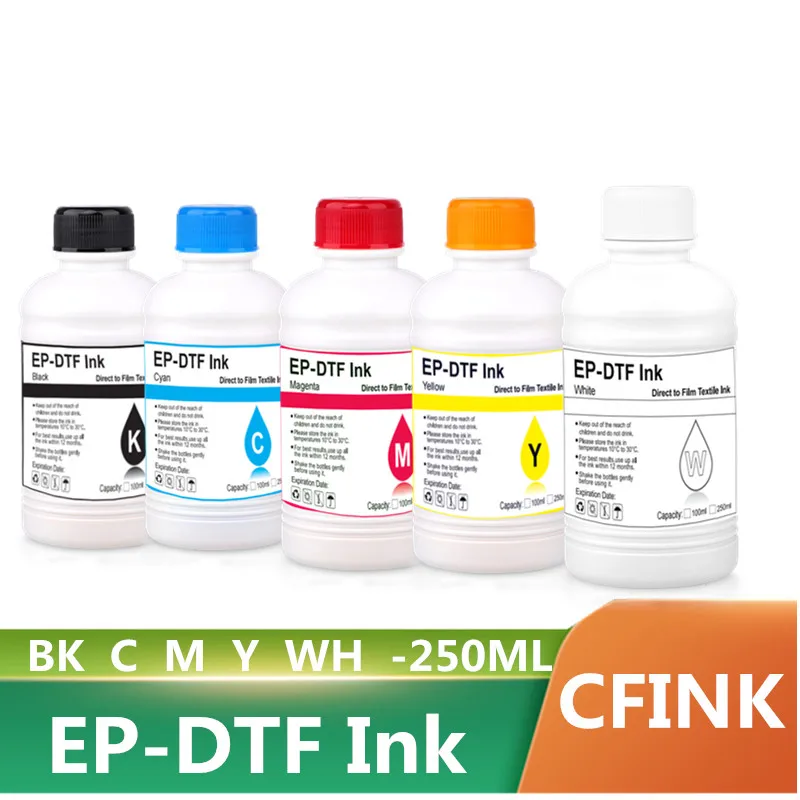 EP-DTF INK 250ML*5 For Dirent printer film heat transfer for Epson L1800 L800 L805 DX5 DX7 I3200 4720 1600 Printhead BK C M Y WH