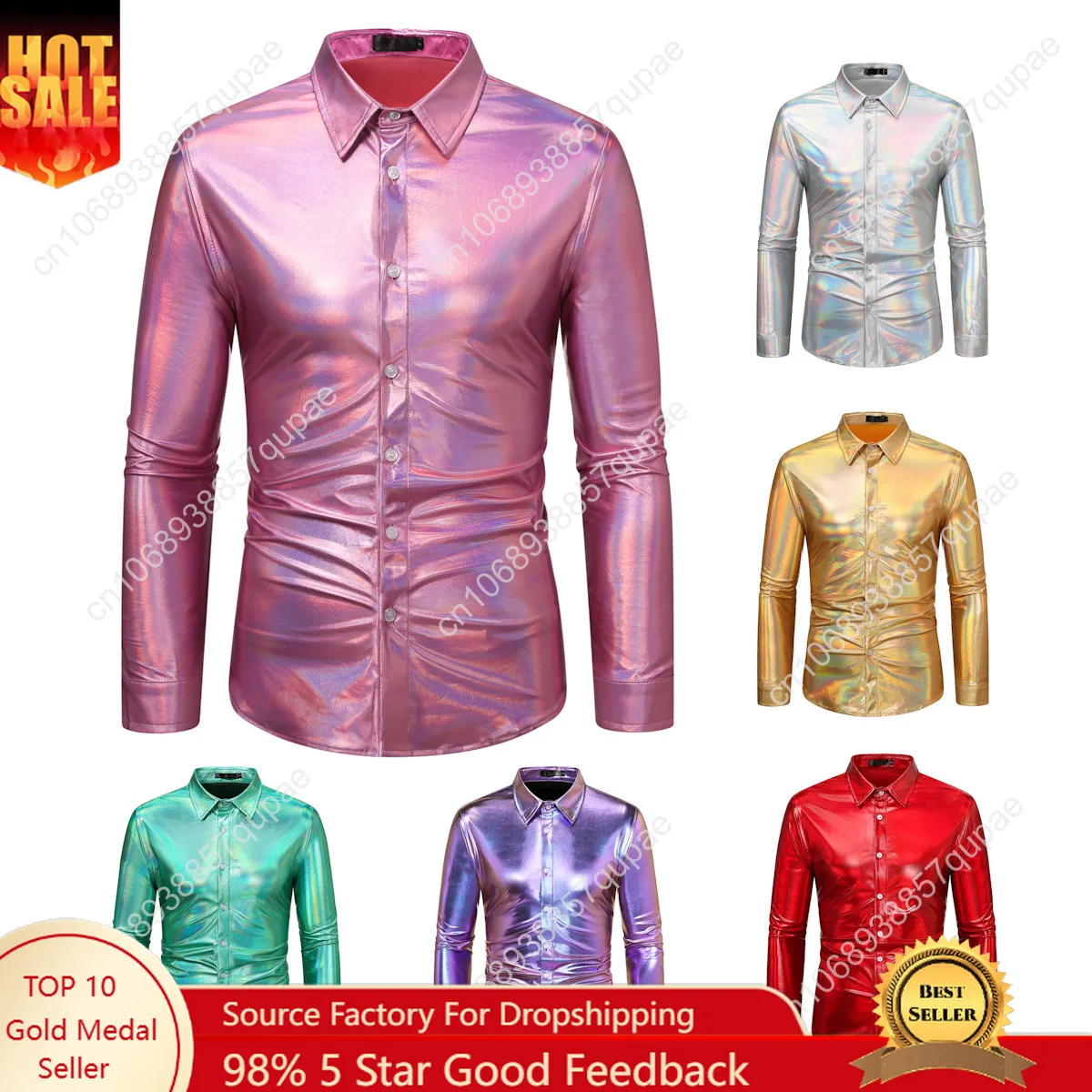 Disco Shiny Metallic Shirt Retro Mode Jacke Männer Frauen Teenager Langarm Shirt Bühne Leistung Party Hohe Qualität Shirt