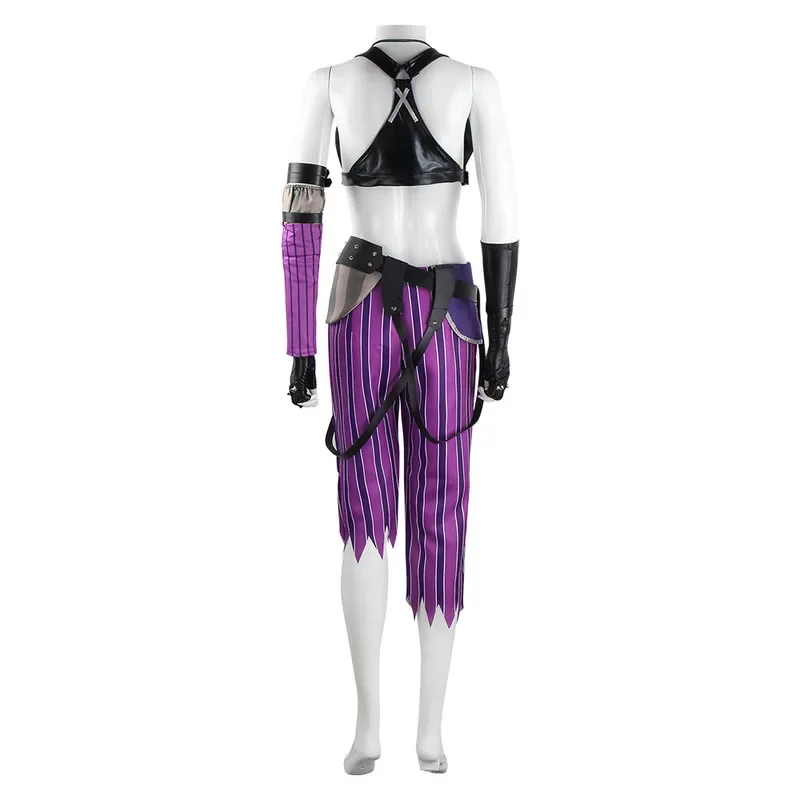 LoL Jinx Costume Cosplay LoL Arcane Jinx Uniforme Cosplay Abiti Vestito di Carnevale di Halloween Donne Sexy Party Top Pantaloni Parrucca Set