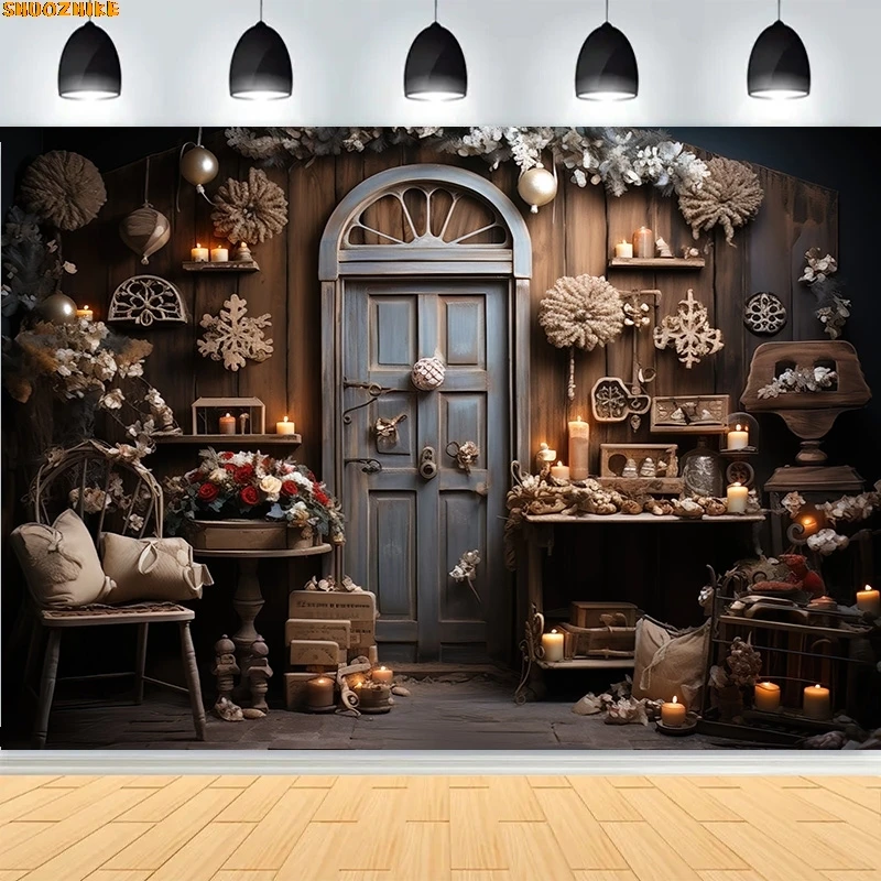 

Christmas Day Decoration Living Room Photography Backdrops New Year Holiday Fireplace Patio Indoor Party Background DJ-06