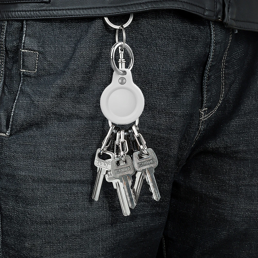 For Airtag Holder Protective Case Shell Keychain Key Ring All-Round Protection Case for Apple AirTag Hard PC Anti-scratch Sleeve