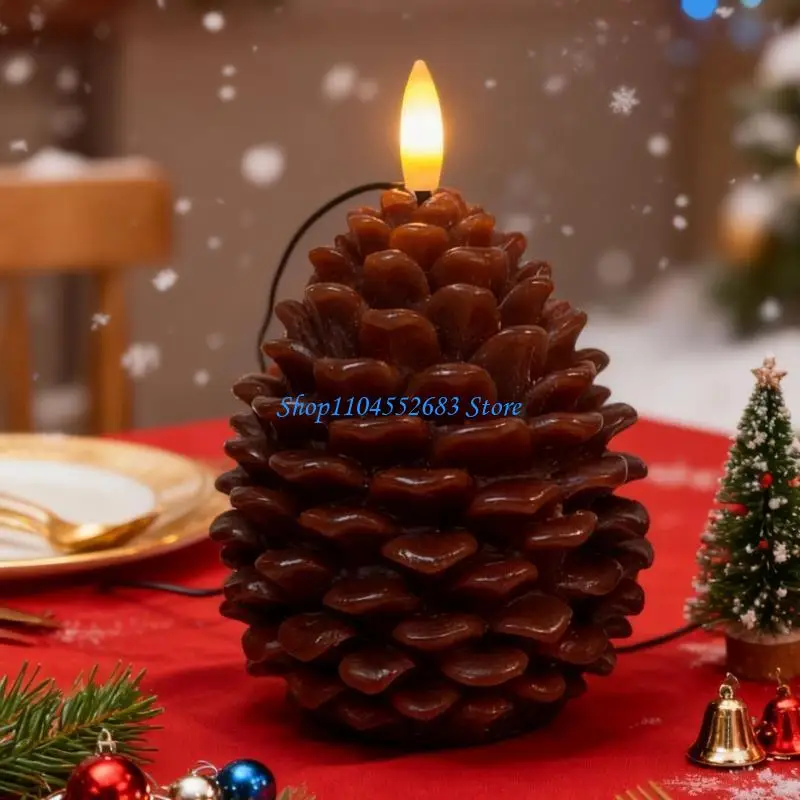 Y6GD Pine cone Lightss dGreenration, pine cone with timer function, flameless pine cone Christmas dGreenration table