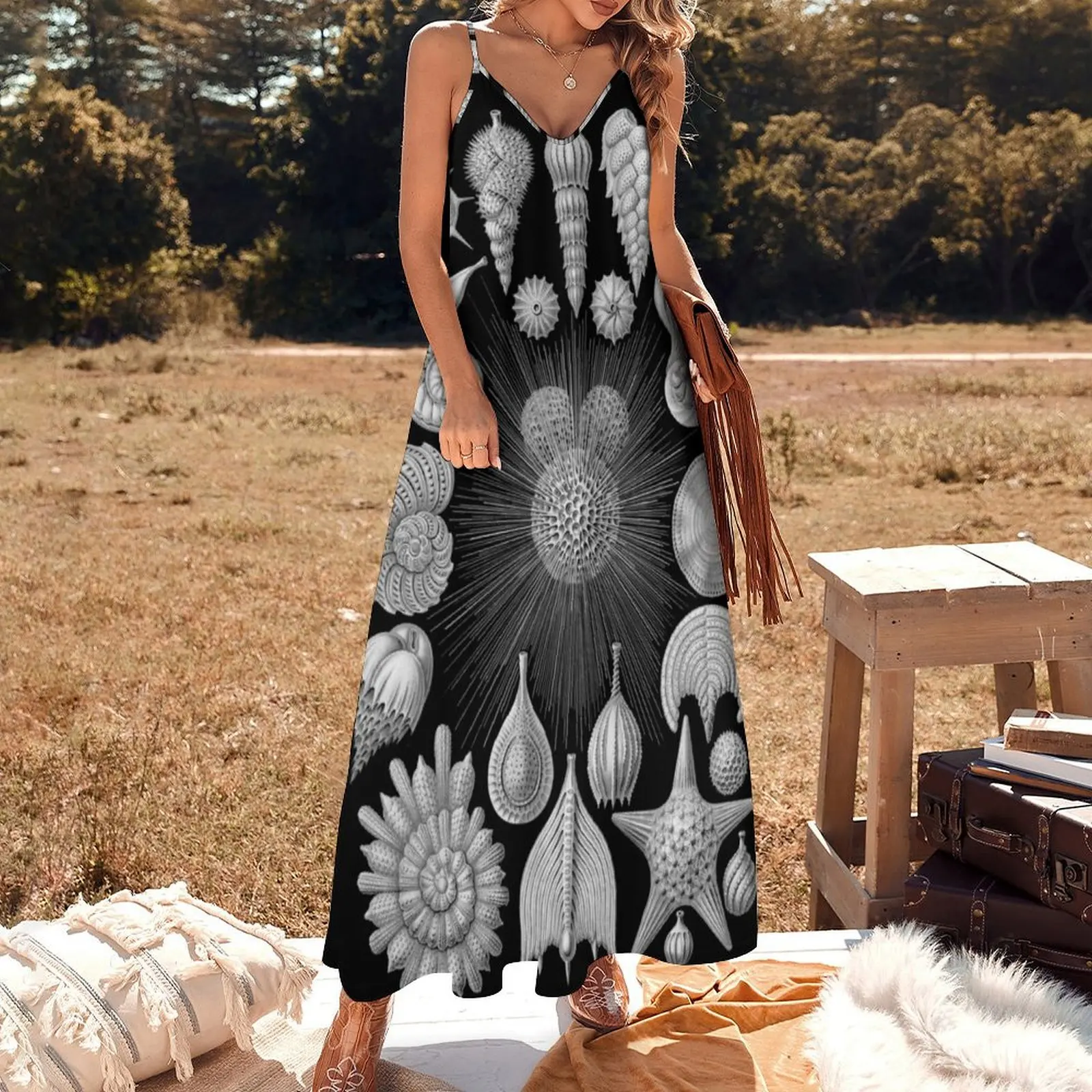 黒と白の貝殻デザインノースリーブドレスドレスパーティーイブニングエレガントな高級セレブ女性服ドレス