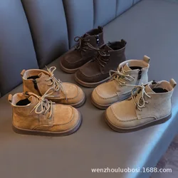 New Korean Children's Riding Boots for Autumn and Winter 2026 Frosted Soft-soled Ankle Boots for Boys and Girls