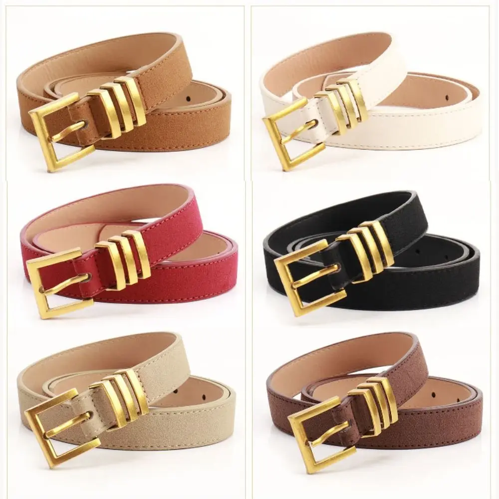 

Trendy Retro Buckle Suede Leather Belt Luxury Design Elegant Waist Belt Casual Waistband For Women