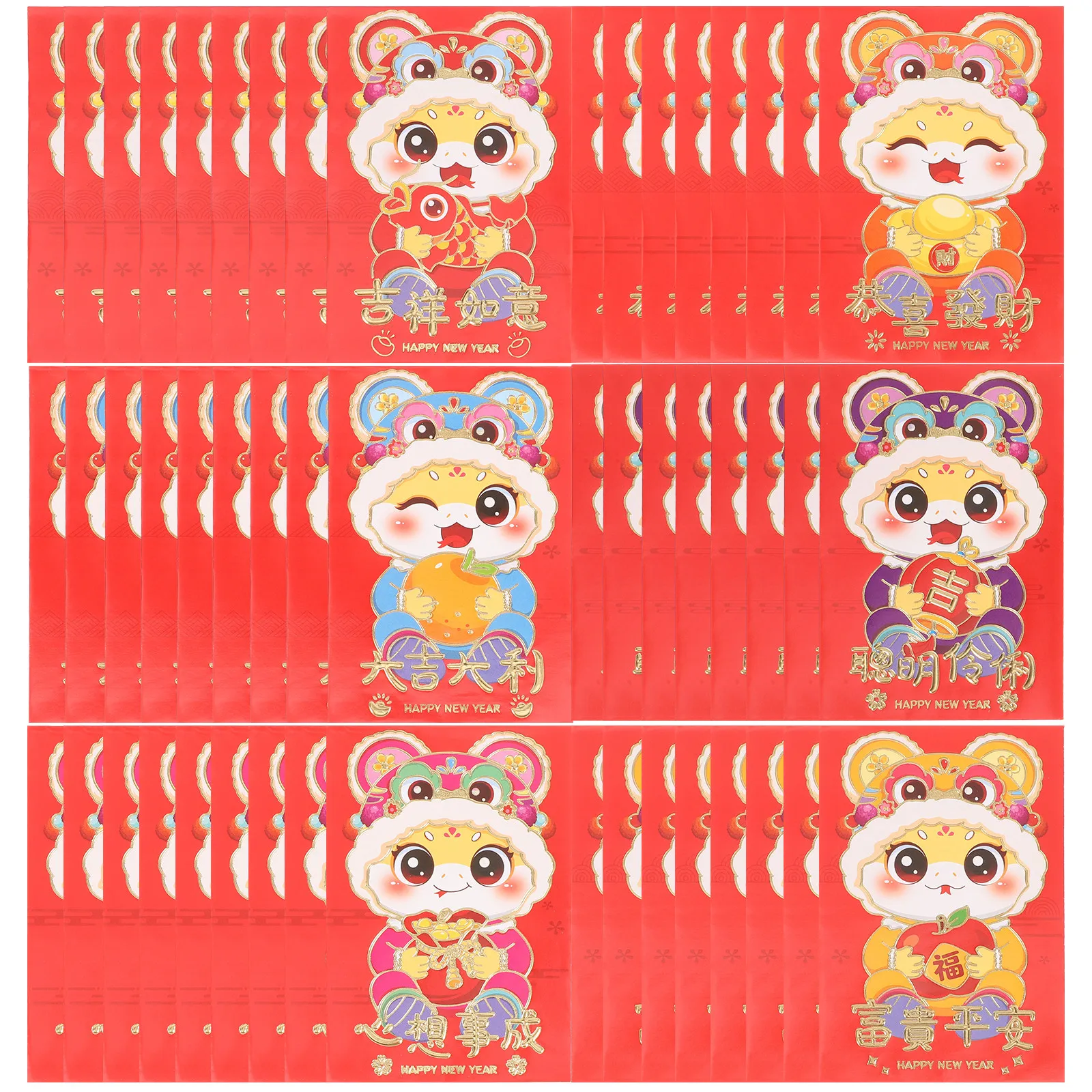 

10Pcs Chinese New Year Red Envelopes Lucky Money Envelopes Cash Holder Snake Design Spring Festival Red Packets Hong Bao