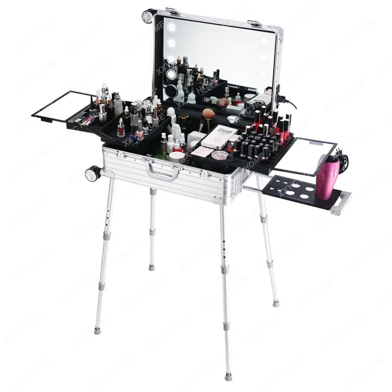 22 นิ้ว 24 นิ้วอลูมิเนียมแมกนีเซียมอัลลอยด์กระเป๋าเดินทางเครื่องสําอางกล่องรหัสผ่าน,ช่างแต่งหน้ากล่องเก็บเครื่องมือ