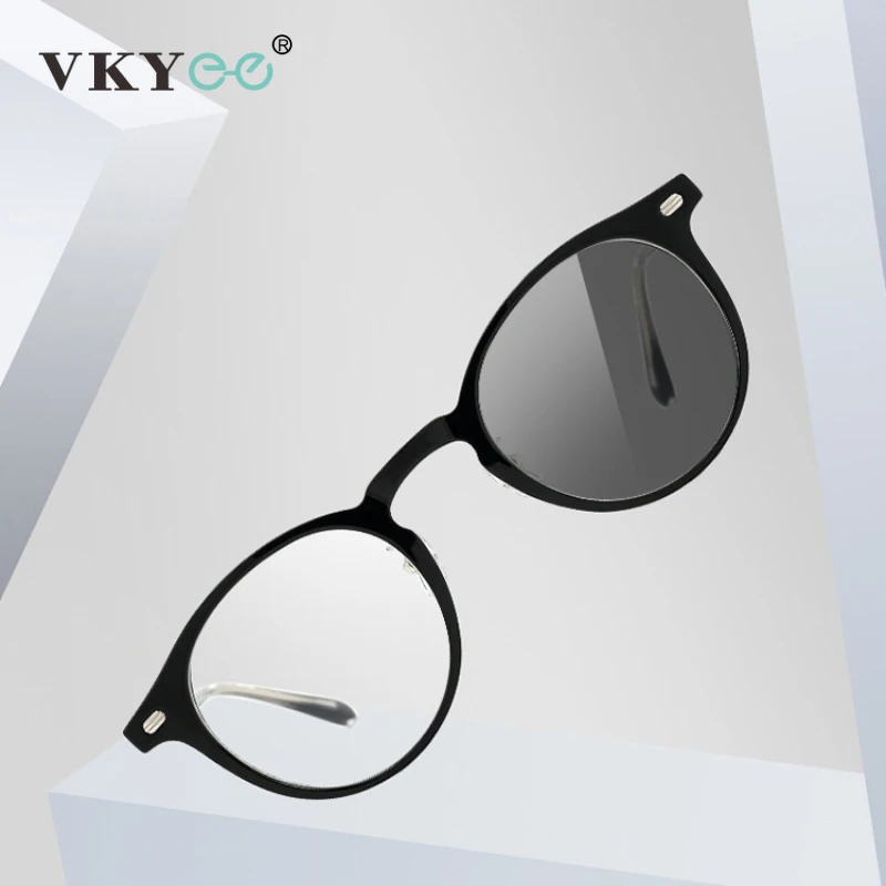 

VKYEE Retro Acetate Eyeglasses Frame Women Round Small Black Frames Ultralight Myopia Anti-blue Light Reading Glasses Men 98C21