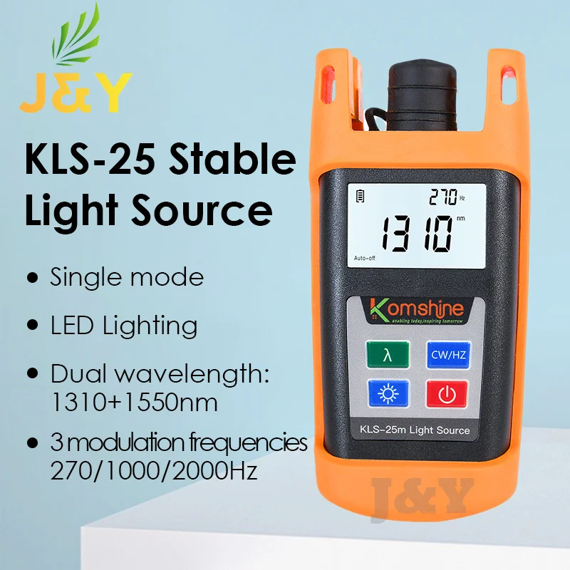 Komshine KLS-25M Optical Stable Light Source Fiber PON Power Meter 850/1310/1550nm Optic Cable Tester SM MM OPM with LED Light