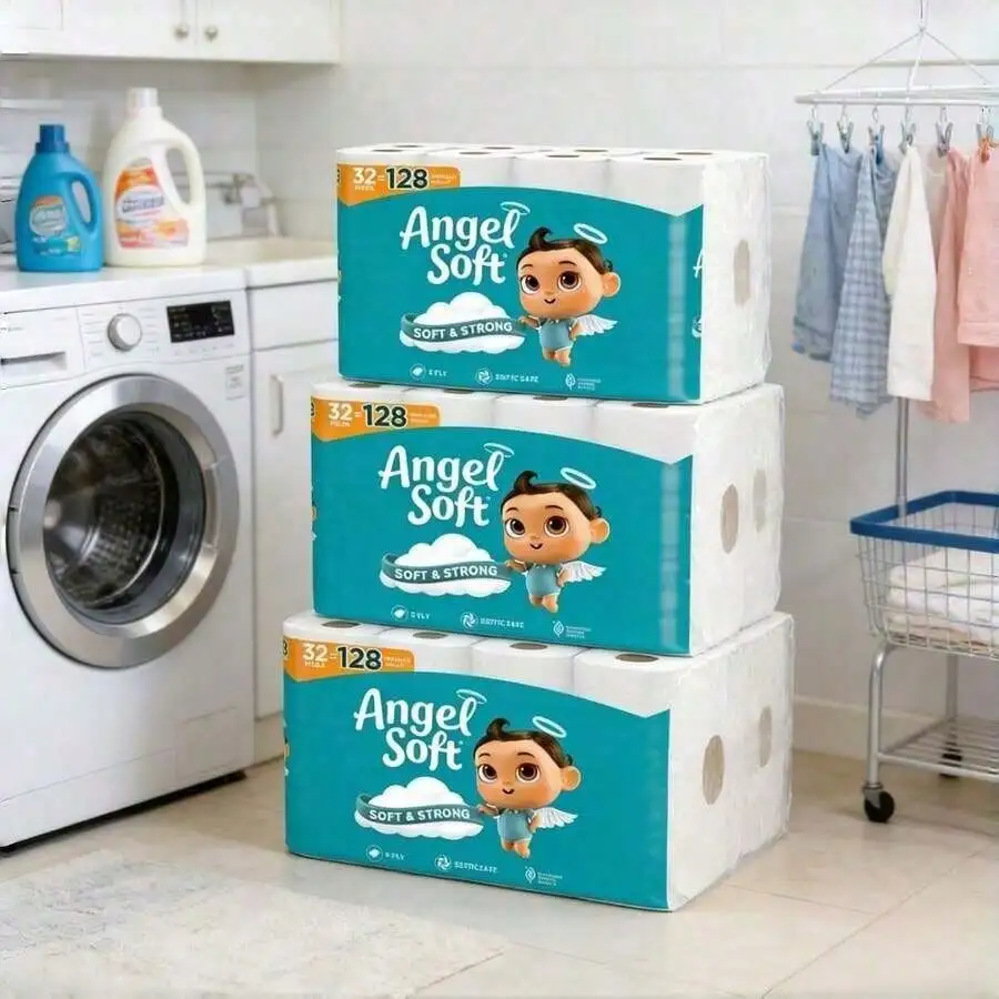 Mother's Day Angel Soft Toilet Paper, Pack-6Mega Rolls = 24Regular Rolls, Soft And Strong Toilet Tissue - Toilet Paper, Tissue Paper, Roll, Paper Towels, Papel Toalla Para Cocina, Fuerza Regida, Cleaning Supplies, Buy One Get One Free, 2-Ply Durable Ti