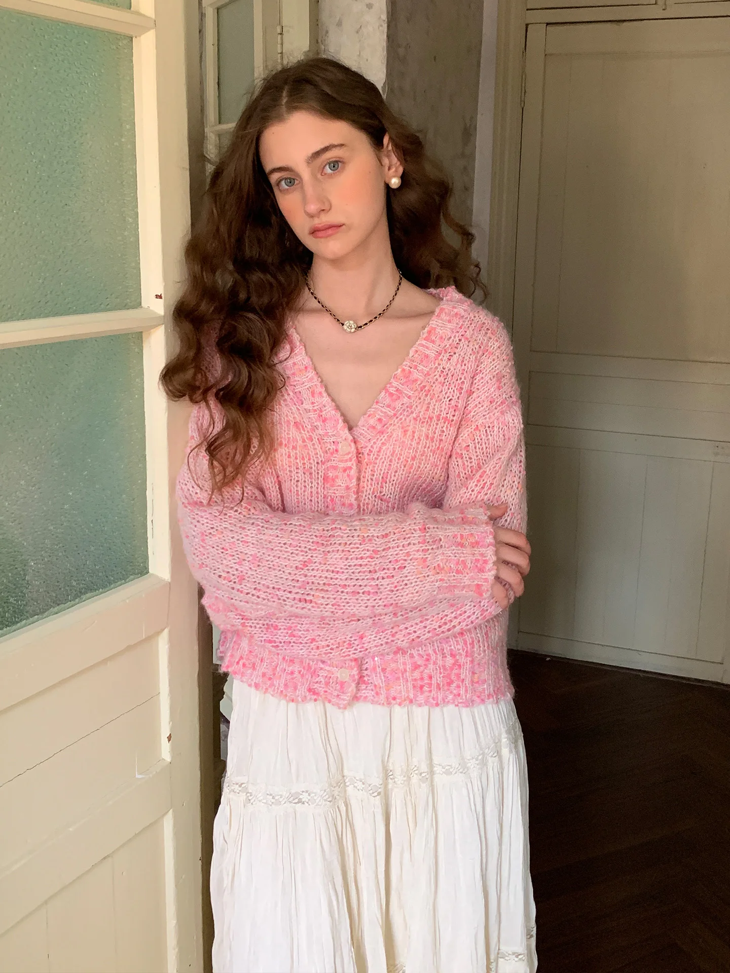 

New Pink ort Knitted Jaet Women's Slim Fit Casual Sle Original Design High End Feeling Bamboo Fiber Polyester Wool Blen...