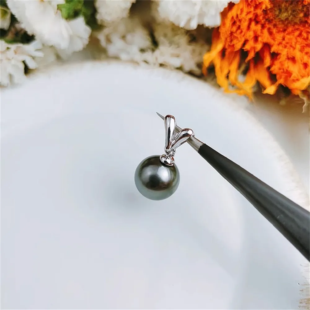 DIY Pearl Accessories S925 Sterling Silver Exquisite V-shaped Pearl Jade Pendant Fit 8-10mm Oval Beads D042