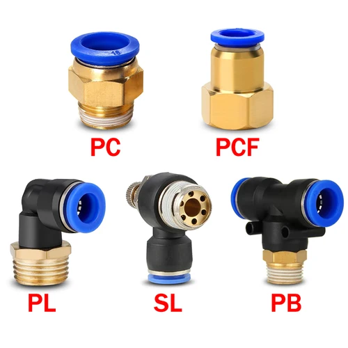 5 uds conector de aire neumático PC/PCF/PL/PB/SL 4mm 6mm 8mm rosca 1/8 1/4 3/8 1/2 accesorios de manguera conectores rápidos de tubería